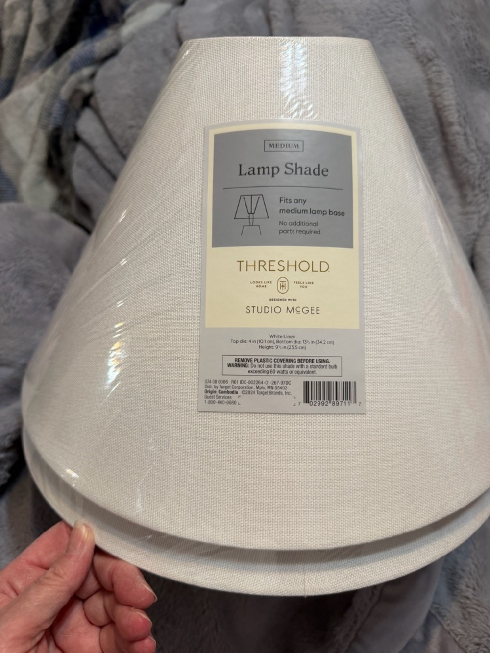 Threshold Studio McGee Medium White Linen Lamp Shade Set of 2 shades
